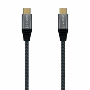 Cable USB 3.2 Tipo-C Aisens A107-0634 20GBPS 5A 100W/ USB Tipo-C Macho - USB Tipo-C Macho/ Hasta 100W/ 2500Mbps/ 2m/ Gris