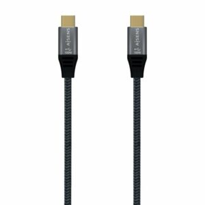 Cable USB 3.2 Tipo-C Aisens A107-0670 20GBPS 100W/ USB Tipo-C Macho - USB Tipo-C Macho/ Hasta 100W/ 2500Mbps/ 60cm/ Gris