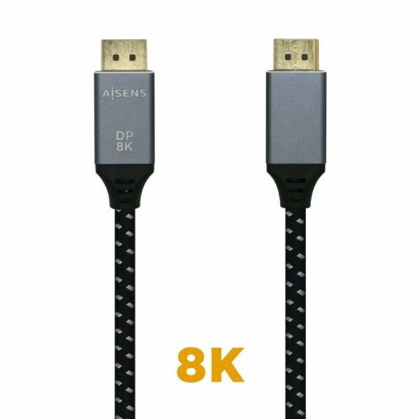 Cable DisplayPort 1.4 8K Aisens A149-0437/ DisplayPort Macho - DisplayPort Macho/ 2m/ Negro Gris