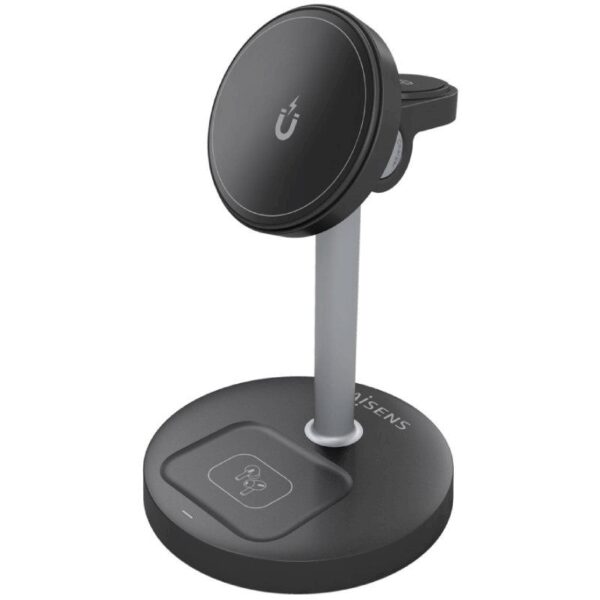 Estación de Carga Inalámbrica Aisens ASCH-15W3WC066-BK/ 1xUSB Tipo-C/ 15W/ 5W/ Negro