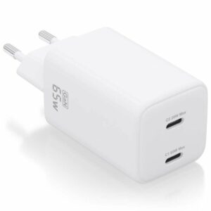 Cargador de Pared GaN Aisens ASCH-65W2P039-W/ 2xUSB Tipo-C/ 65W