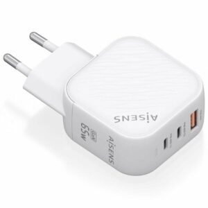 Cargador de Pared GaN Aisens ASCH-65W3P026-W/ 2xUSB Tipo-C/ 1xUSB/ 65W
