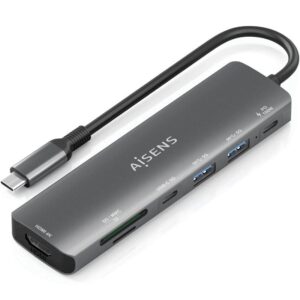 Docking USB Tipo-C Aisens ASUC-7P026-GR/ 1xHDMI/ 2xUSB/ 1xUSB Tipo-C / 1xUSB Tipo-C PD/ 1xLector Tarjetas/ Gris