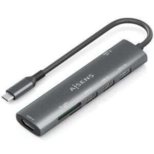 Docking USB Tipo-C Aisens ASUC-7P025-GR/ 1xHDMI/ 3xUSB/ 1xUSB Tipo-C PD/ 1xLector Tarjetas/ Gris