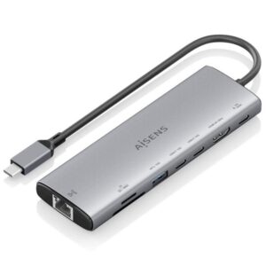 Docking USB Tipo-C Aisens ASUC-8P033-GR/ 1xHDMI 4K/ 1xUSB/ 2xUSB Tipo-C/ 1xRJ45/ 1xLector Tarjetas/ 1xUSB Tipo-C PD/ Gris