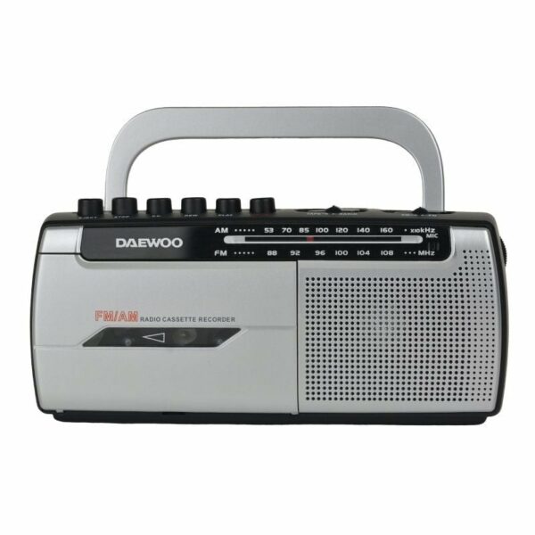 Radio Cassete Daewoo DW1107/ con Cable/ a Pilas/ Negra y Plateada