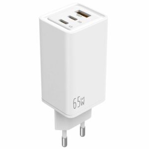 Cargador de Pared GaN Leotec LECSPH65W3W/ 2xUSB Tipo-C/ 1xUSB/ 65W