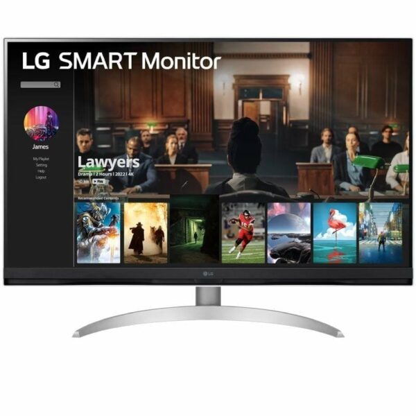 Smart Monitor LG 32SQ700S-W 31.5'/ 4K/ Multimedia/ Regulable en altura/ Smart TV/ Plata y Blanco