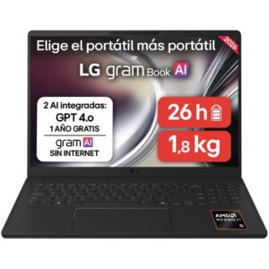 Portátil LG Gram 16UD55U-G.AX85BN Ryzen AI 7 445/ 32GB/ 512GB SSD/ 16'/ Sin Sistema Operativo