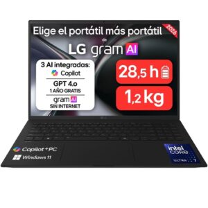 Portátil LG Gram 16Z90TL-V.AZ85BN Intel Core Ultra 7-258V/ 32GB/ 512GB SSD/ 16'/ Win11 Pro