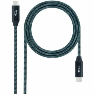 Cable USB 3.2 Tipo-C Nanocable 10.01.4301-L150-COMB/ USB Tipo-C Macho - USB Tipo-C Macho/ Hasta 100W/ 1.5m/ Gris y Negro