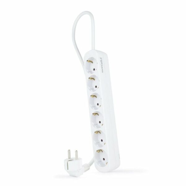 Regleta Nanocable 10.37.0006-NS/ 6 Tomas de Corriente/ Cable 1.4m/ Blanca