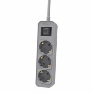 Regleta con Interruptor Philips CHP2134G/10/ 3 Tomas de corriente/ Cable 1.5m/ Gris