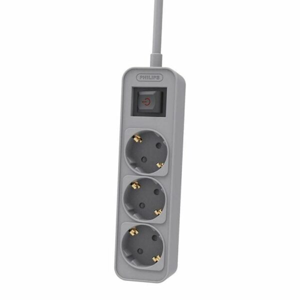 Regleta con Interruptor Philips CHP2134G/10/ 3 Tomas de corriente/ Cable 1.5m/ Gris