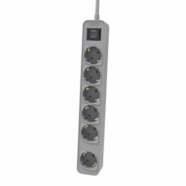 Regleta con Interruptor Philips CHP2164G/62/ 6 Tomas de corriente/ Cable 1.5m/ Gris