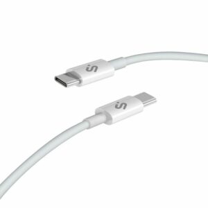 Cable USB 2.0 Tipo-C Subblim Cable Plus/ USB Tipo-C Macho - USB Tipo-C Macho/ Hasta 100W/ 480Mbps/ 1m/ Blanco