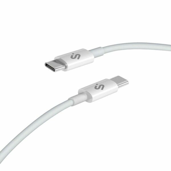 Cable USB 2.0 Tipo-C Subblim Cable Plus/ USB Tipo-C Macho - USB Tipo-C Macho/ Hasta 100W/ 480Mbps/ 1m/ Blanco