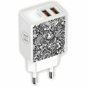 Cargador de Pared Tech One Tech Art-Deco TEC2510/ 2xUSB/ 12W/ Blanco