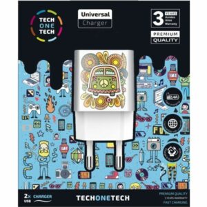 Cargador de Pared Tech One Tech Green Camper TEC2503/ 2xUSB/ 12W