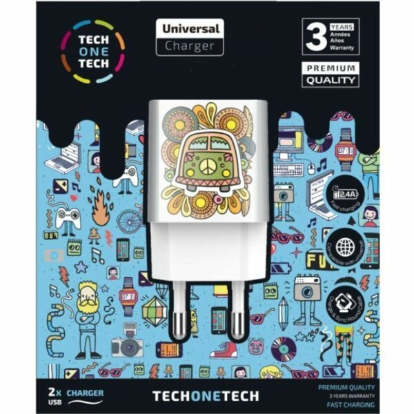 Cargador de Pared Tech One Tech Green Camper TEC2503/ 2xUSB/ 12W