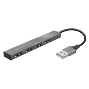Hub USB 2.0 Trust Halyx/ 4xUSB/ Gris