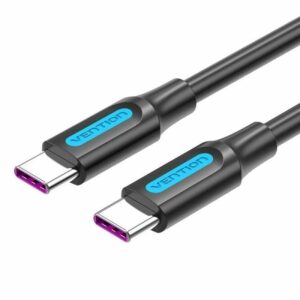 Cable USB 2.0 Tipo-C Vention COTBD/ USB Tipo-C Macho - USB Tipo-C Macho/ Hasta 100W/ 480Mbps/ 50cm/ Negro
