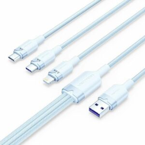 Cable USB 2.0 Lightning Vention CTRLG/ USB Macho/ USB Tipo-C Macho - MicroUSB Macho - Lightning Macho/ 1.5m/ Azul