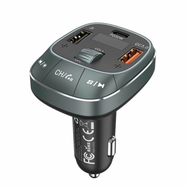 Transmisor FM/ MP3/ Bluetooth Vention FFLB0/ 1xUSB-Tipo C/ 2xUSB/ 30W