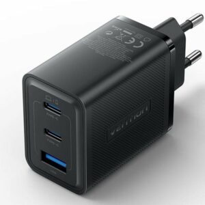 Cargador de Pared GaN Vention FERB0-EU/ 2xUSB Tipo-C/ 1xUSB/ 65W