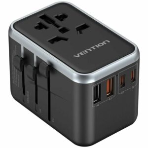 Cargador de Pared Universal GaN Vention FJFB0/ Toma de Corriente Universal/ 2xUSB Tipo-C/ 2xUSB/ 65W