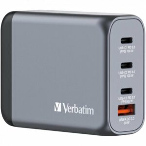 Cargador de Pared Universal GaN para Viaje Verbatim GNC-100/ 3xUSB Tipo-C/ 1xUSB/ 100W